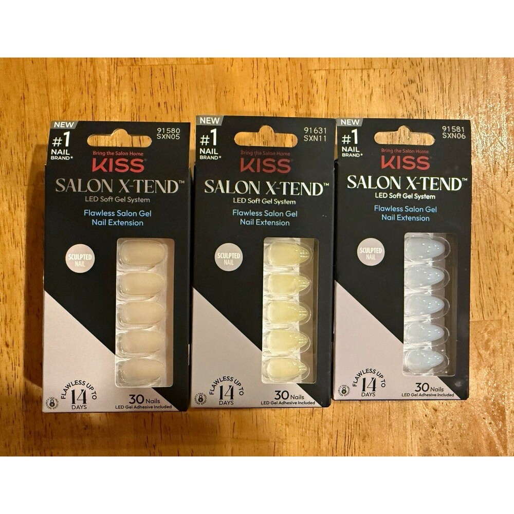 KISS Salon X-tend Gel Nail Extension Kit Nude Squoval Medium 30 Nails